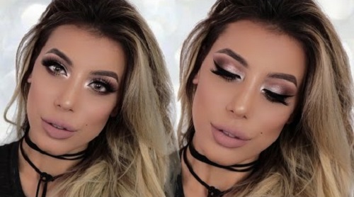 Cream Glitter Christmas Party Smokey Eye